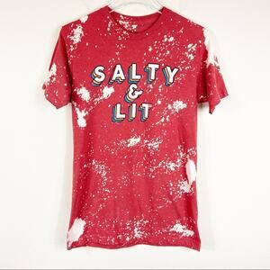 Custom Bleached Salty & Lit Graphic Tee  Sz S